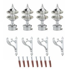 Curtain Brackets Holders with Support Fittings 1 Inch Rod Finials set of 2