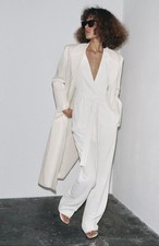 ZARA ZW COLLECTION LINEN FROCK COAT SIZE S WHITE 🤍