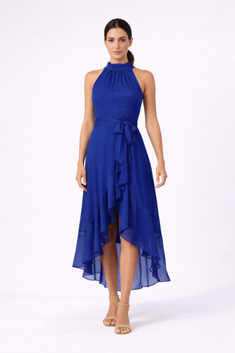 Apricot blue halter - blue, neck