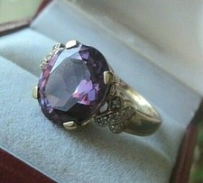 9ct Gold Ring Diamond Amethyst