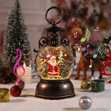 Christmas Lantern Snow Globe with Music, Christmas Decoration Vintage Lighted