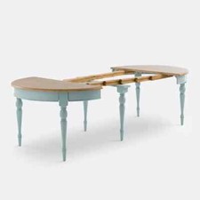 Extendable Dining Table Seats 4–12 Oak & Blue French Style 125–260x120cm