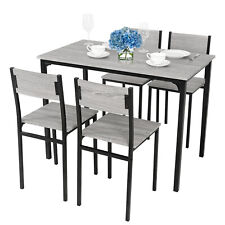 5pcs Dining Table Set 4 Chairs Kitchen Furniture Home Bar Restaurant Metal Frame