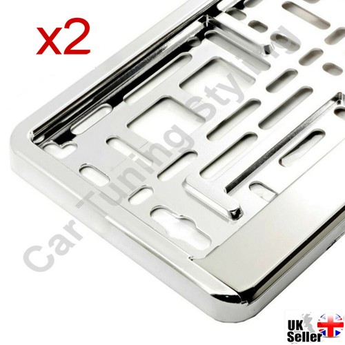 Chrome car number plates - 2x,