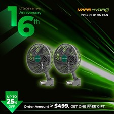 2PC Mars Hydro 6'' Grow Tent Clip Fan Auto-Oscillating Smart Fan, APP-Controlled