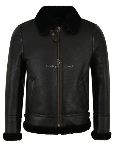 Mens sheepskin jacket - jacket, black