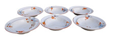 Vintage Art Deco Swinnertons Hampton Ivory Soup Cereal Bowls Floral Set of Six