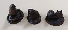 Bronze Tone Mini Animals Figures Three Rabbits Otter and Other.