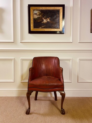 Antique leather library tub - leather,