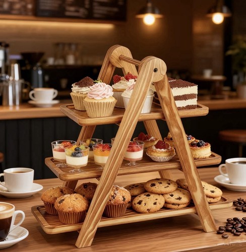 Wooden tier cake stand - cake,