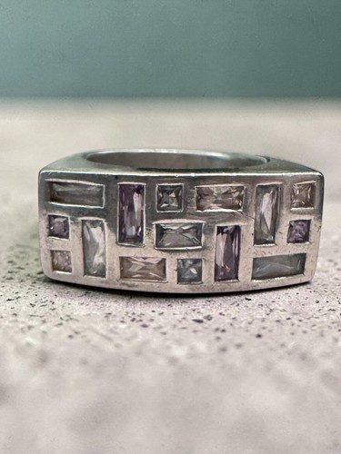 Sterling silver mosaic ring - silver,