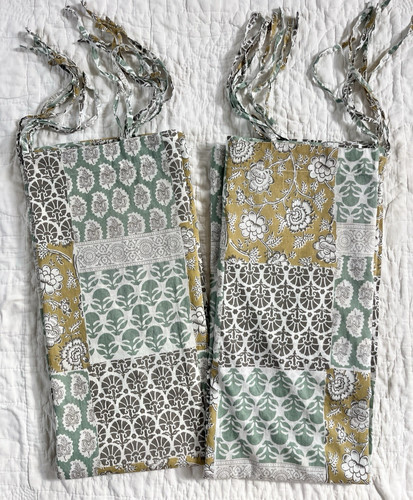 Boho semi sheer block print - x2,