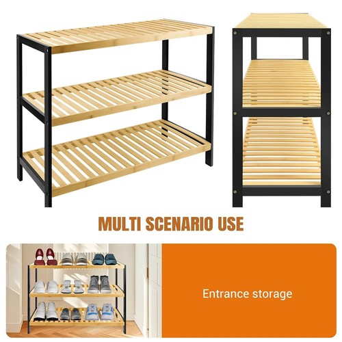 Tier bamboo shoe rack - 3-tier, stand