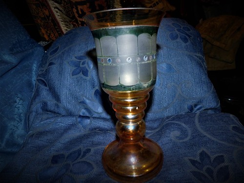 Unusual glass goblet - unusual, peach