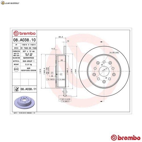 Brake discs a038 11 - 2x,