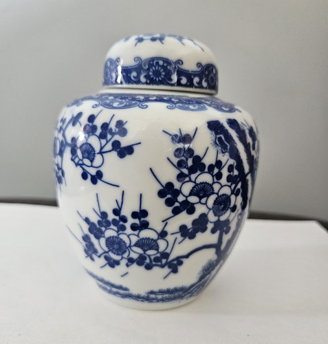 Blue white floral ceramic - blue,