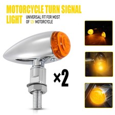 2x Motorcycle Chrome Amber LED