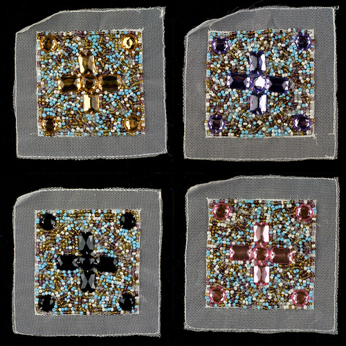 Square stone beaded applique - square,