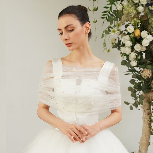 Pearls tulle wedding bolero - tulle,