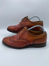 Crockett & Jones Shoes Mens UK 9.5 E Derby Brogue Cardiff Brown Tan Leather