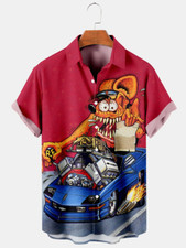Hot Rod Rat Fink Motorbike Hawaiian 3d Printed Shirt