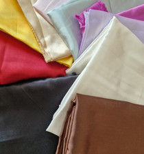 Plain Silky Satin Fabric Scraps Off Cuts Remnant Pieces  Crafts Bundle