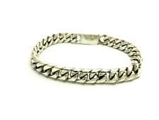 Taxco Mexican 925 Sterling Silver Curb Chain Bracelet  7.5", 19 cm, 37.5 grams