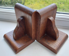 Vintage solid oak bookends
