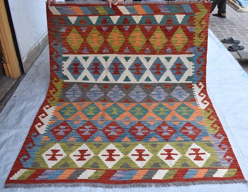 Red handwoven afghan - handwoven, khotrang