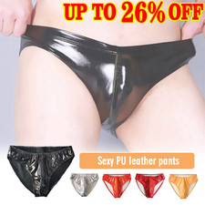 Men Pu Leather Wet Look Glossy