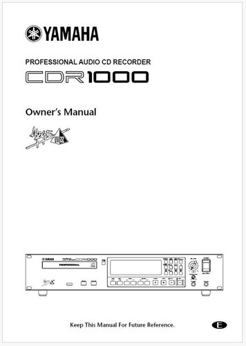 Yamaha cdr1000 audio player - cdr1000, cd