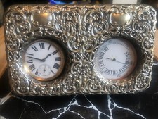 Victorian 1899 Antique Display case 925 Silver watch and barometer  8 x 5 inches