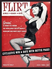 METAL VINTAGE RETRO SHABBY-CHIC TIN SIGN FLIRT BETTIE PAGE WALL PLAQUE