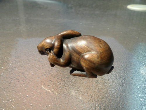 Hand carved wood netsuke - hand,