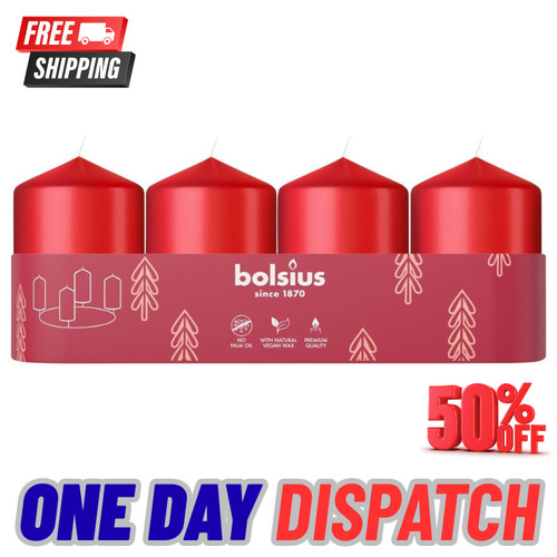 Bolsius red pillar candles set - red,
