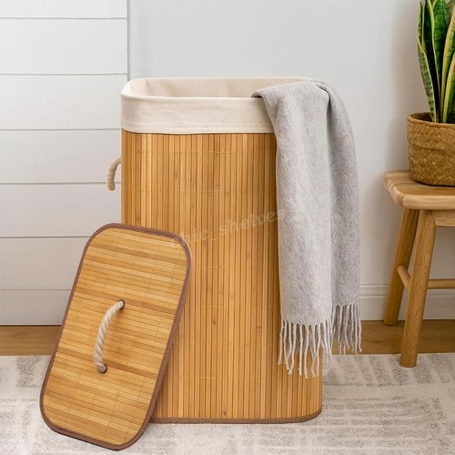 Lidded bamboo clothes storage - lidded,