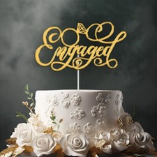 Engagement Cake Topper Engaged Cake Decoration Anniversary Party Mirror Acrylic