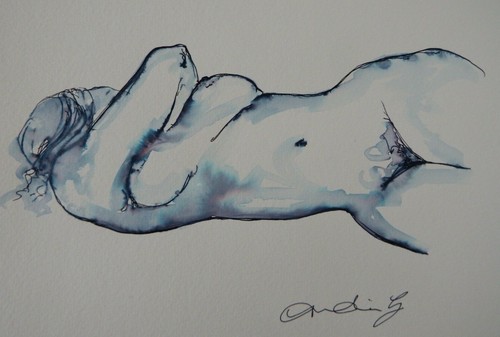 Original pen ink wash - ink,