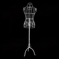 White Adjustable Female Metal Mannequin Stand Dress Form Display Model
