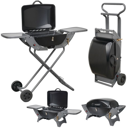 Folding gas barbecue combo - barbecue,
