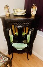 Antique Victorian Ebony & Rosewood Mirrored Display  Cabinet Ebony Caribole Leg