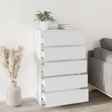 itzcominghome Modern Tall Narrow 5 Drawer Chest of Drawers Tallboy in White