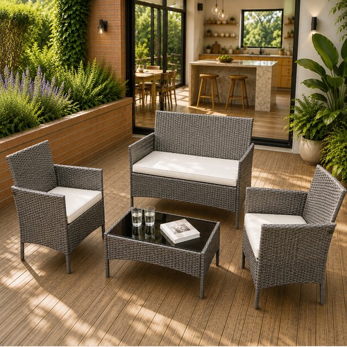 4piece rattan garden set - rattan,