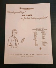 Sous-main Buvard Calendar 1959 Air France Guerlain Ritz Paris Pub Vintage