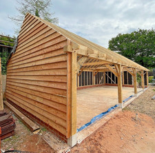 Full Oak Frame Four Bay Garage, Full Height Gable Eaves | 11.45m x 4.95m