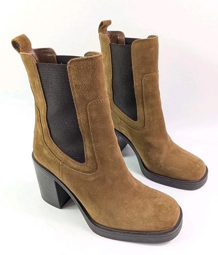 Zara brown suede leather block - zara,