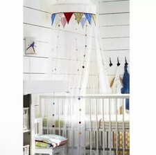 Ikea Fabler Bed Crib Canopy Silke Leffler White Multi Pendants 94" Used