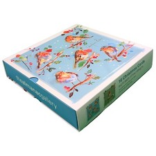 Box of 16 Christmas Robin Red