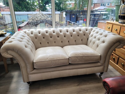 Chesterfield leather sofa - leather,