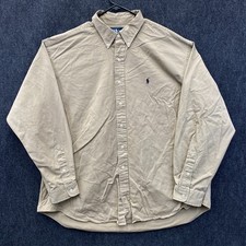 Ralph Lauren Blake Mens 2XL XXL Long Sleeve Button Down Shirt Khaki Twill Pony